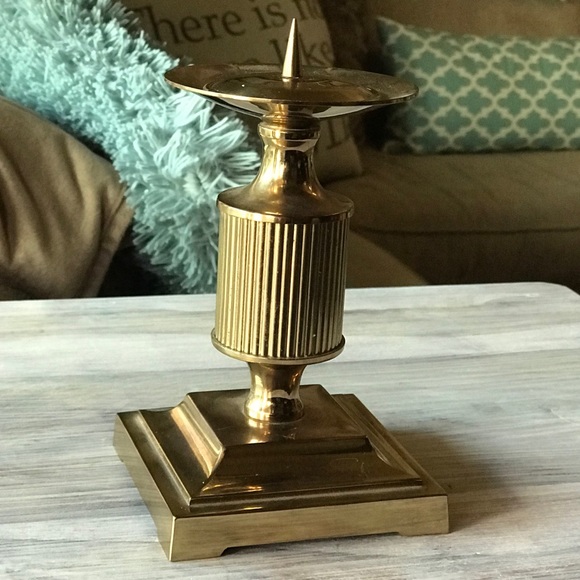 Annick Naudy Vintage MCM Solid Brass Candle Holder 6”